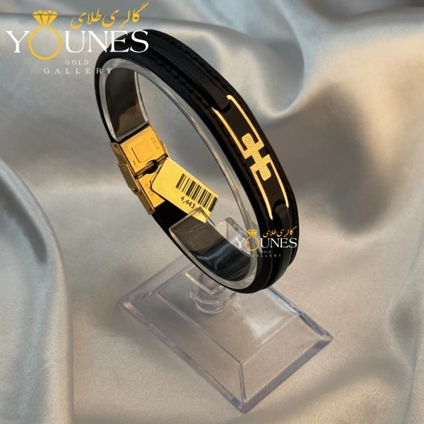 دستبند طلا چرم مردانه طرح هرمس L111